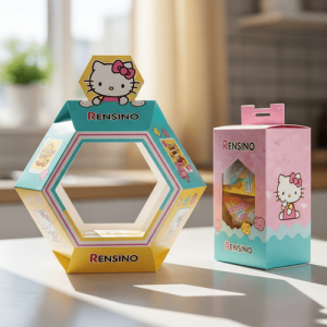 Colorful Hexagonal Paper Box with Hello Kitty Design, Suitable for Gift and Retail Packaging, Customizable by Our Automated Factory