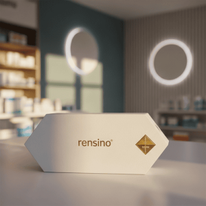 White Hexagonal Paper Box with Rensino Logo, Suitable for Gift or Retail Packaging, Customizable with OEM/ODM Service