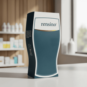 Rensinoロゴの青い紙チューブ、化粧品またはギフトパッケージに適しており、カスタムデザインが利用可能