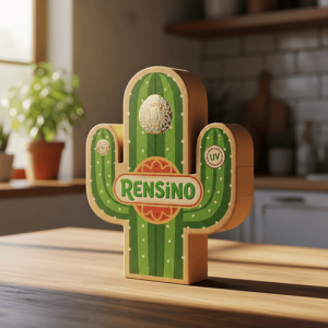 Scatola regalo di carta verde a forma di cactus con stampa personalizzata, adatta per il commercio al dettaglio e l'imballaggio