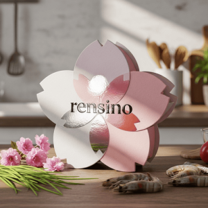 Boîte cadeau en papier en forme de fleur rose et blanche avec logo Rensino, adaptée à divers besoins d'emballage