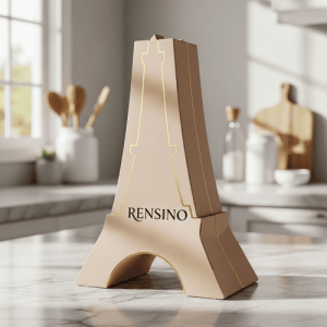Beige Paper Gift Box Shaped like the Eiffel Tower, Custom Design Available