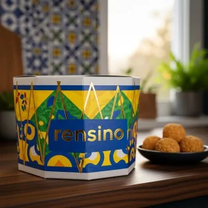 Caixa de Papel Hexagonal Colorida com Padrão Artístico, Adequada para Embalagem de Presentes ou Varejo
