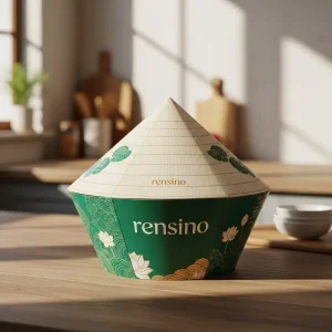 Boîte cadeau en papier verte avec motif de lotus, adaptée pour l'emballage de détail ou cadeau, design personnalisable de notre usine