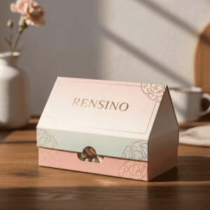 Boîte cadeau en papier de couleur pastel avec motif floral, adaptée pour les cadeaux, les cosmétiques ou l'emballage de vente au détail, personnalisable avec logo