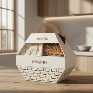White Geometric Paper Box with Lid, Suitable for Gift or Display, Customizable with Logo