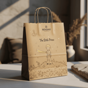 Bolsa de regalo de papel kraft con ilustración impresa, adecuada para empaques de venta al por menor y regalos por RENSINO