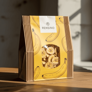 Caixa de Presente de Papel com Padrão de Banana e Janela, Adequada para Embalagem de Alimentos ou Varejo, Design Personalizado Disponível