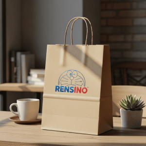 Sacola de Papel Kraft com Impressão de Logo, Adequada para Uso em Varejo e Presentes