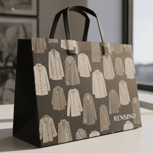 Sac-cadeau en papier noir avec motif de vêtements, design personnalisé disponible