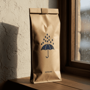 Sacola de Papel Kraft com Padrão de Guarda-Chuva, Personalizável para Uso em Varejo ou Presente