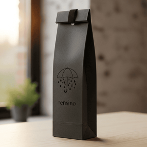 Sac cadeau en papier noir avec motif de parapluie, design personnalisé disponible