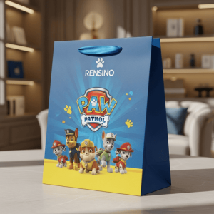 Sacchetto per Regali in Carta Blu con Design del Cartone Animato Paw Patrol, Stampa Personalizzata Disponibile