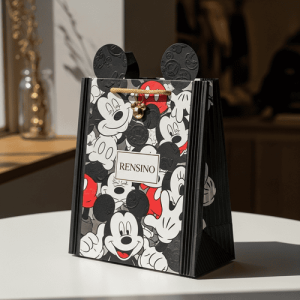 Sac en Papier Noir avec Motif Mickey Mouse, Design personnalisé disponible