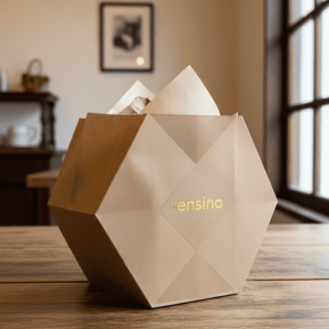 Caixa de Presente de Papel Kraft Geométrica com Design Elegante, Personalizável para Uso em Varejo e Presentes