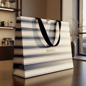 Borsa Regalo di Carta a Righe con Manici, Adatta per Imballaggi al Dettaglio e Regali, Design Personalizzato Disponibile