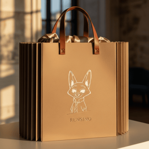 Brown Paper Gift Bag with Handle, Elegant and Durable for Retail and Gift Use, Customizable with Logo