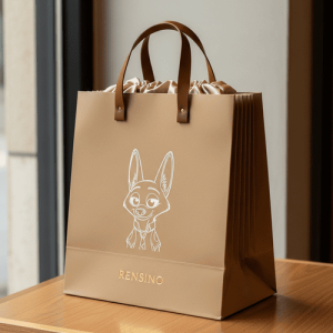 Sacola de Papel Kraft com Impressão de Personagem de Desenho Animado, Design Personalizado Disponível