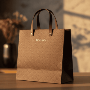 Brown Paper Gift Bag with Elegant Pattern, Suitable for Retail or Gift Use, Customizable by Factory