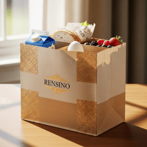 Kraftpapiergeschenktüte mit elegantem Muster, geeignet für Einzelhandels- und Geschenkverpackungen, anpassbar mit Logo