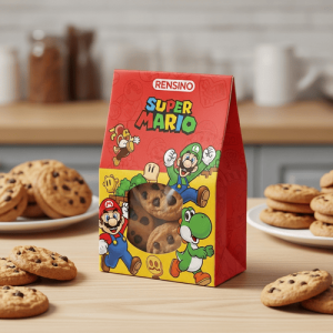 Caja de regalo de papel rojo con patrón de Super Mario, diseño personalizado disponible
