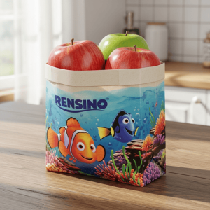 Sacola de Papel Colorida para Presentes com Padrão de Peixes Subaquáticos, Adequada para Embalagem de Varejo e Presentes