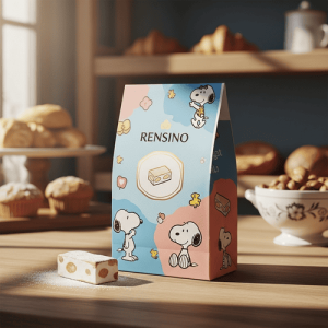 Caixa de presente de papel colorida com ilustração do Snoopy, design personalizado disponível