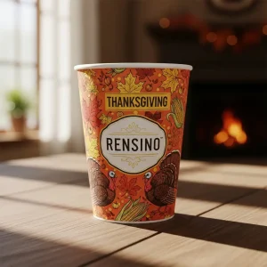 Colorful Paper Cup with Thanksgiving Pattern, Suitable for Food and Beverage Packaging