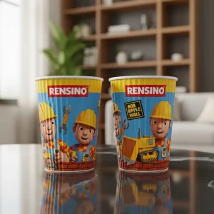 Colorful Paper Cups with Construction Theme, Suitable for Kids’ Party or Retail Display, Custom Printing Available