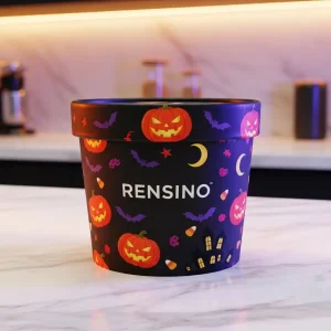 Caixa de Presente de Papel Preta com Tema de Halloween com Padrão de Abóbora e Morcego, Adequada para Presentes e Promoções Sazonais