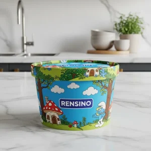 Cubeta de Papel Colorida con Patrón de Bosque de Dibujos Animados, Adecuada para Juguetes o Snacks de Niños, Diseño Personalizado Disponible
