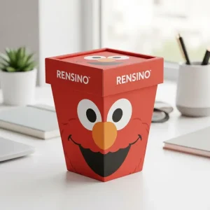 Caja de regalo de papel rojo con impresión de personaje de Sesame Street, diseño personalizado disponible