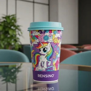 Colorful Paper Cup with Unicorn and Cloud Pattern, Suitable for Kids’ Drinks and Promotional Events