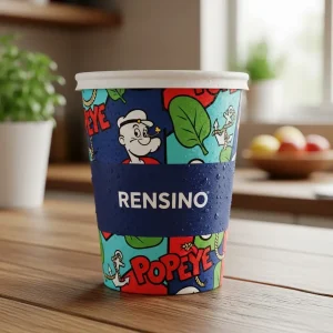 Gobelet en papier coloré avec motif de dessin animé, adapté pour l'emballage de boissons et de cadeaux, impression personnalisée disponible