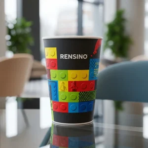 रंगीन LEGO पैटर्न पेपर कप, पेय और खुदरा पैकेजिंग के लिए उपयुक्त, लोगो के साथ अनुकूलन योग्य