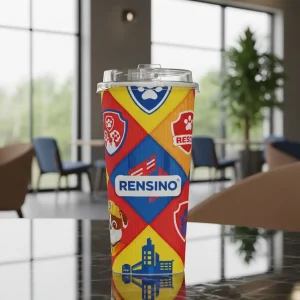 Colorful Paper Tube with Rensino Logo and Cartoon Design, Suitable for Gift or Retail Packaging