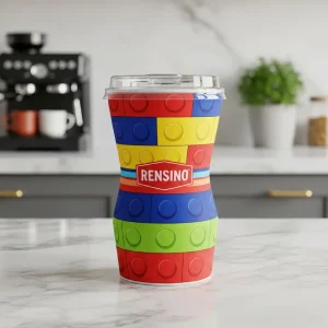 Tazza di carta colorata con motivo a pois, adatta per imballaggio di bevande e vendita al dettaglio, personalizzabile con logo