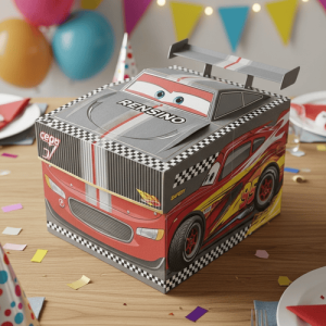 Colorful Car-themed Gift Box with Racing Pattern, Custom Design Available
