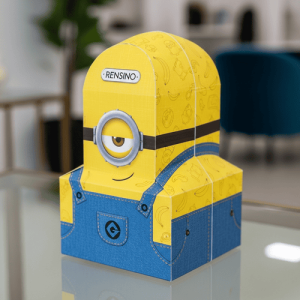 Caja de regalo de papel amarilla con temática de Minion y patrón de dibujos animados, diseño personalizado disponible