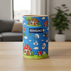 Tubo di carta colorato con motivo di casa dei cartoni animati e fungo, adatto per confezioni regalo o al dettaglio, personalizzabile dalla nostra fabbrica
