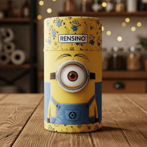 Tubo de papel cilíndrico amarillo con patrón de Minions, adecuado para empaques de regalo o venta al por menor, fábrica con servicios de I+D y personalización