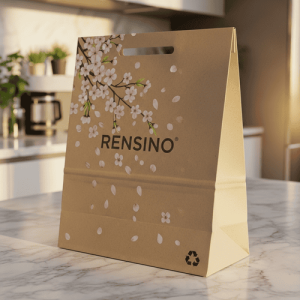 Kraftpapier-Geschenktüte mit Kirschblütenmuster, individuelles Design verfügbar