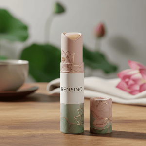 Tubo di carta color pastello con motivo floreale, adatto per imballaggi cosmetici o regali, fabbrica con avanzate capacità di R&D