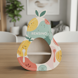 Estante de papel colorido con patrón de frutas, adecuado para exhibición de regalos o venta al por menor, diseño personalizado disponible