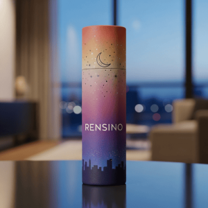 Tubo de papel cilíndrico colorido con patrón de luna y estrella, adecuado para empaques de regalo o exhibición, fábrica con servicios de I+D y personalización
