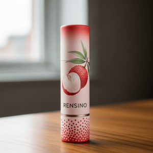 Tubo di carta rosa con motivo di lychee, adatto per imballaggio regalo o al dettaglio, design personalizzato disponibile
