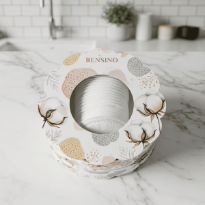 Tazza di carta bianca con motivo di fiori di cotone, personalizzabile per uso regalo o vendita al dettaglio
