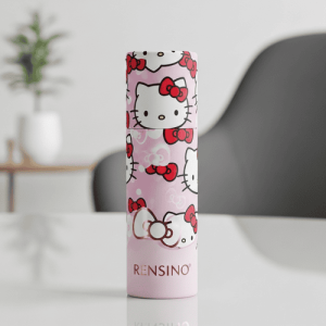 Tubo di carta rosa con motivo Hello Kitty, adatto per imballaggio regalo o vendita al dettaglio, design personalizzato disponibile