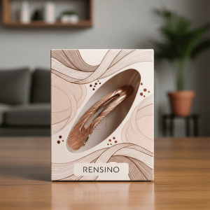 Caja de regalo de papel color crema con elegante patrón de olas, adecuada para empaques de joyería o cosméticos, diseño personalizado disponible