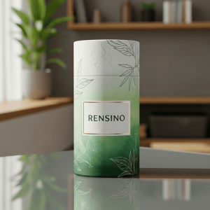Green Paper Tube with Leaf Pattern, Suitable for Gift or Cosmetic Packaging, Customizable Design
